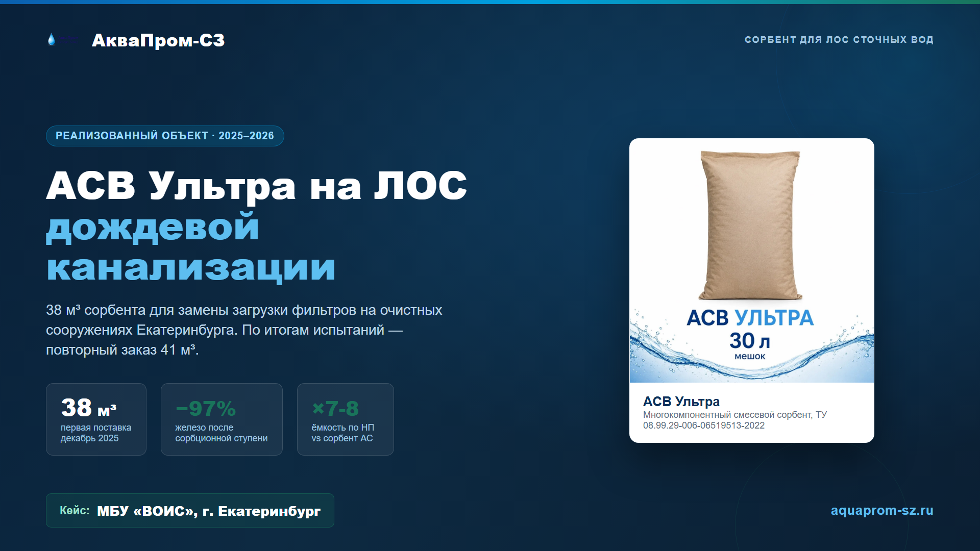 Материал АСВ Ультра для очистных сооружений дождевой канализации